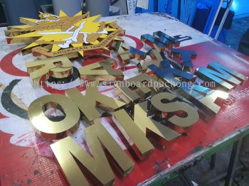 3d led gold mirror box up lettering and logo signage signboard at klang kuala lumpur shah alam puchong