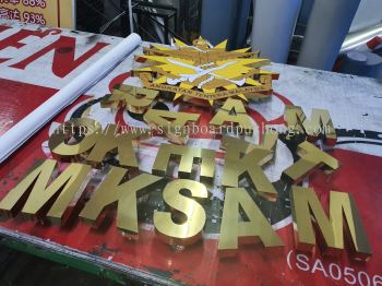 3d led gold mirror box up lettering and logo signage signboard at klang kuala lumpur shah alam puchong