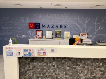 mazars 3d pvc cut out lettering logo indoor signage signboard at klang kuala lumpur puchong shah alam