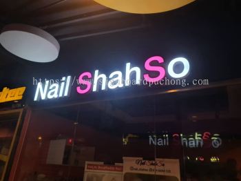 nail shahso nail saloon 3d led frontlit lettering logo indoor signage signboard at sunway pyramid subang jaya klang kuala lumpur shah alam puchong kepong setapak bangsar sri petaling 