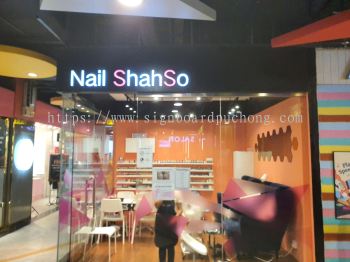 nail shahso nail saloon 3d led frontlit lettering logo indoor signage signboard at sunway pyramid subang jaya klang kuala lumpur shah alam puchong kepong setapak bangsar sri petaling 