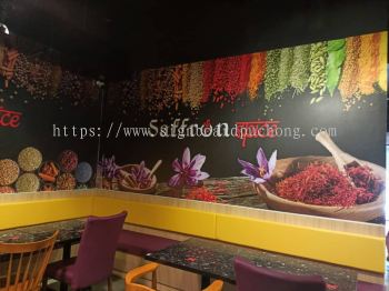 saffron restaurant cafe wallpaper printing indoor signage signboard at klang kuala lumpur shah alam puchong damansara kepong subang jaya 