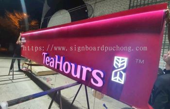 tea hours 3d led box up lettering and logo signage signboard at setia alam