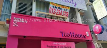 tea hours 3d led box up lettering and logo signage signboard at setia alam