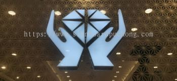 stainless steel box up 3d led frontlit logo indoor counter signage 