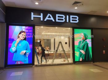 habib indoor fabric lightbox signage at klang selangor 