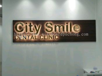 city smile stainless steel box up led backlit indoor counter wall signage signboard at petaling jaya