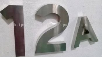 door number stainless steel silver hairline box up 3d lettering 