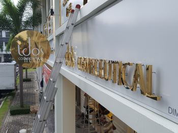 idos cosmeceutical stainless steel gold mirror box up 3d lettering signage signboard at johor