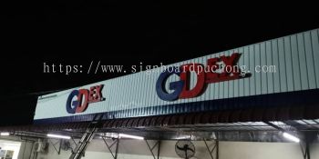 gdex aluminium trism base with 3d led frontlit box up lettering logo signage signboard at penang