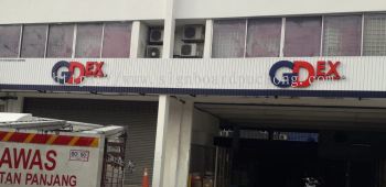 GDex Aluminium Ceiling Trism Base With 3D Box Up LED Frontlit Lettering Logo Signage Signboard At Kuala Lumpur Subang Kepong Cheras Damansara Batu Caves Puchong PJ Selangor Klang 