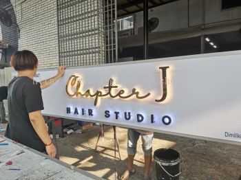 Chapter J Stainless Steel Gold Mirror Box Up LED Backlit Lettering Logo Signage Signboard At Kelana Jaya