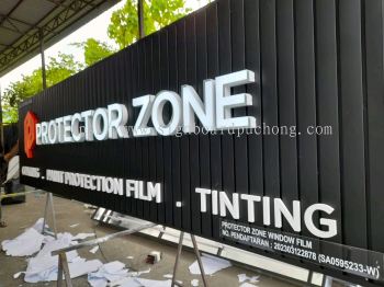 Protector Zone Aluminium Ceiling Trim Base With 3D LED Frontlit Lettering Logo Signboard At Cheras