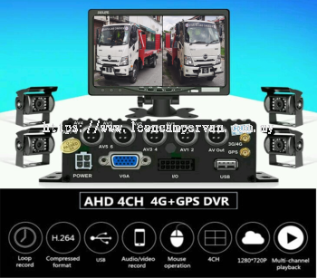 Truck Vehicle 4CH 1080P AHD 4G Sim Card Onlive Mobile DVR Camera CCTV Realtime Live Video Recorder