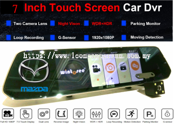 Mazda 7" FHD Touch Screen Rear View Mirror Dual Lens DVR Camera