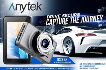 Leon anytek 3" ips Q3 x 4k 2way Lens ultra hd dashcam camera