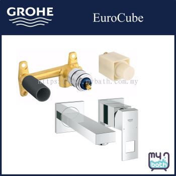 Grohe 19895000 EuroCube 2-Hole Wall Basin Mixer Trimset