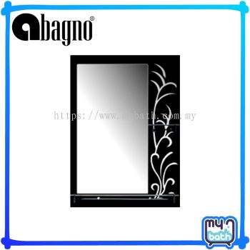 Abagno AM-501-GY Grooved Rectangular Mirror With Shelf & Skirting