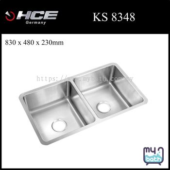 HCE KS 8348 Double Bowl Under Mount Stainless Steel Kitchen Sink with Waste