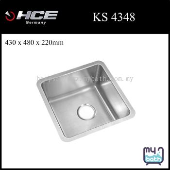 HCE KS 4348 Single Bowl Undermount Stainless Steel Kitchen Sink c/w Waste