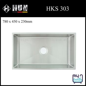 HUN HKS 303 Single Bowl Undermount Stainless Steel Kitchen Sink with Waste