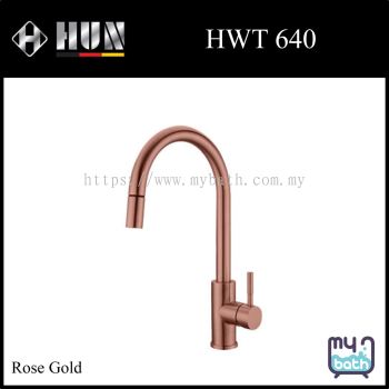 HUN HWT 640 Stainless Steel Kitchen Sink Mixer with Pull-Out Spray - Rose Gold