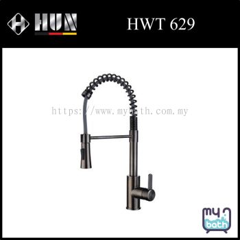 HUN HWT 629 Stainless Steel Kitchen Sink Mixer with Pull-Out Spray - Titanium