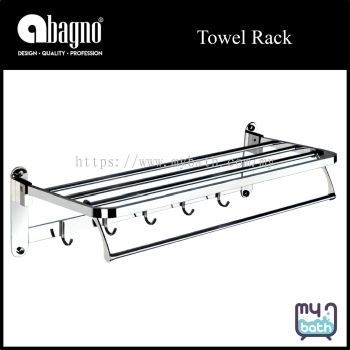 Abagno TR-6062-BP Stainless Steel Towel Rack With Hooks