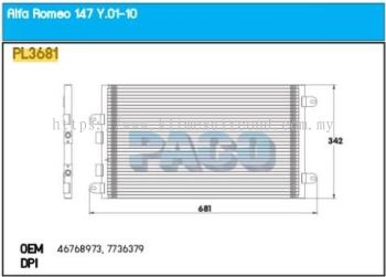 CONDENSER PACO - ALFA ROMEO 147 ( 937 ) ' 06 ' PFC [ PL3681 ] [ KM2521 ]