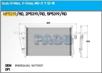 CONDENSER PACO - ISUZU D-MAX ' 13 ' MPF [ MP5319 ] [ KM1857 ]