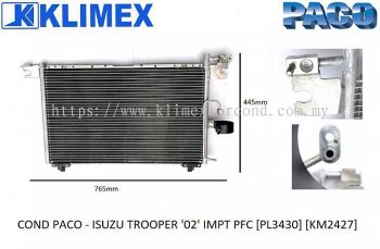 CONDENSER PACO - ISUZU TROOPER ' 02 ' IMPORT PFC [ PL3430 ] [ KM2427 ]