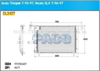 CONDENSER PACO - ISUZU TROOPER ' 96 ' IMPORT SP [ CL3107 ] [ KM656 ]