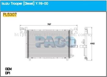 CONDENSER PACO - ISUZU TROOPER ' 98 ' IMPORT DIESEL PFC [ PL5307 ] [ KM2658 ]