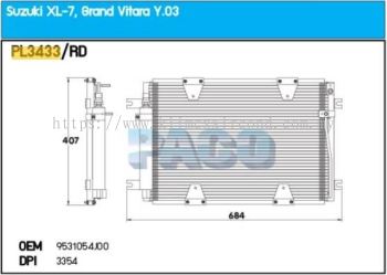 CONDENSER PACO - SUZUKI XL7 ' 03 ' IMPORT PFC [ PL3433 ] [ KM2429 ]