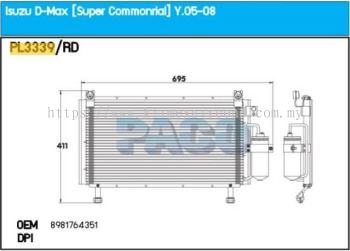 CONDENSER PACO - ISUZU D-MAX 3.0 ' 08 ' PFC [ PL3339 ] [ KM2388 ]