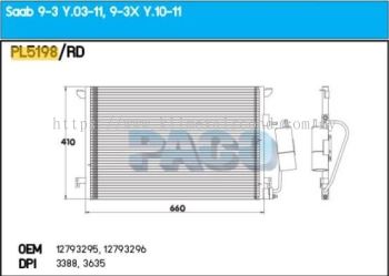 CONDENSER PACO - SAAB 9-3 2.0 ' 06 ' PFC [ PL5198 ] [ KM5486 ]