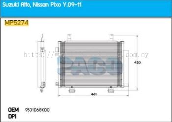 CONDENSER PACO - SUZUKI ALTO ' 12 ' MPF [ MP5274 ] [ KM1854 ]