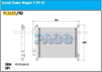 CONDENSER PACO - SUZUKI EVERYWAGON ' 08 ' IMPORT PFC [ PL3620 ] [ KM2492 ]