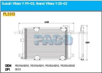 CONDENSER PACO - SUZUKI GRAND VITARA ' 01 ' PFC [ PL3313 ] [ KM2375 ]