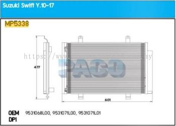 CONDENSER PACO - SUZUKI SWIFT ' 13 ' MPF [ MP5338 ] [ KM1859 ]