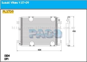 CONDENSER PACO - SUZUKI VITARA ' 08 ' IMPORT PFC [ PL3739 ] [ KM2540 ]