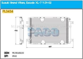 CONDENSER PACO - SUZUKI VITARA / XL7 ' 01 ' IMPORT PFC [ PL3434 ] [ KM2430 ]