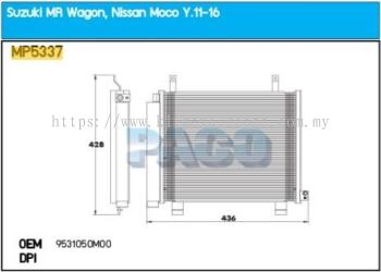 CONDENSER PACO - SUZUKI WAGON MR ' 12 ' PFC [ MP5337 ] [ KM6471 ]