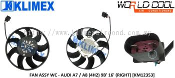 RADIATOR FAN MOTOR ASSY WORLDCOOL - AUDI A7 / A8 ( 4H2 ) 9B ' 16 ' ( RIGHT ) [ KM12353 ]