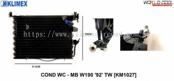 CONDENSER WORLDCOOL - MERCEDES BENZ W190 ' 92 ' TIUB & FIN [ KM1027 ]