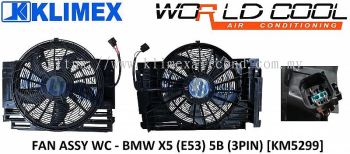 RADIATOR FAN MOTOR ASSY WORLDCOOL - BMW X5 ( E53 ) 5 BLADE ( 3PIN ) [ KM5299 ]