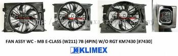 RADIATOR FAN MOTOR ASSY WORLDCOOL - MERCEDES BENZ E-CLASS ( W211 ) 7 BLADE ( 4PIN ) WITHOUT REGULATOR [ KM7430 ]