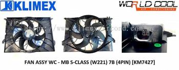 RADIATOR FAN MOTOR ASSY WORLDCOOL - MERCEDES BENZ S-CLASS ( W221 ) 7 BLADE ( 4PIN ) [ KM7427 ]