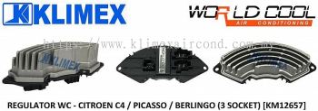 RESISTANCE RESISTOR REGULATOR INTERIOR BLOWER MOTOR WORLDCOOL - CITROEN C4 / PICASSO / BERLINGO ( 3 SOCKET ) [ KM12657 ]