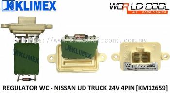 RESISTANCE RESISTOR REGULATOR INTERIOR BLOWER MOTOR WORLDCOOL - NISSAN UD TRUCK 24V 4PIN [ KM12659 ]